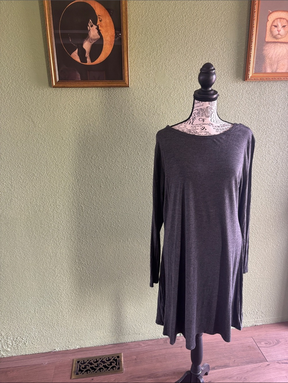Women’s Long Sleeve Swing Dress in Charcoal Gray. Popyoung brand